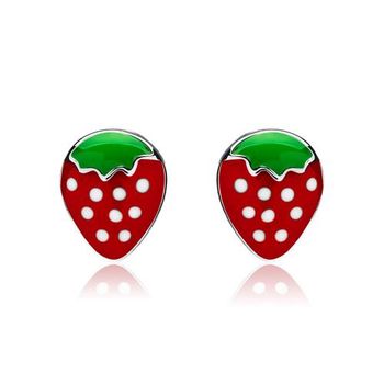 Pendientes de fresa plata 925