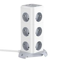blitzwolf bw-ec3 extensor de enchufe de cubo vertical de 3 capas eu con 12 tomas de ca  2 usb-a  2 usb-c para macbook