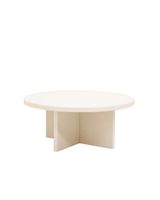 mesa de centro redonda de microcemento en tono blanco roto de o80x33cm