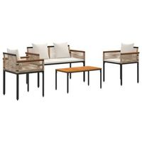 juego de muebles de exterior  mobiliario de jardin beige y crema ratan sintetico