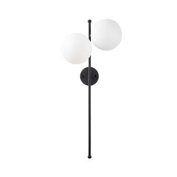 Lámpara De Pared Fazli-10420 Crema Negro Metal Vidrio 32x27x72 Cm