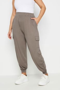 Yours Joggers Bombachos Marrones Con Bolsillos Cargo, Mujer Curvy Y Tallas Grandes, Yours