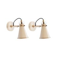 conjunto de 2 apliques de metal pantalla ajustable industrial beige moyola