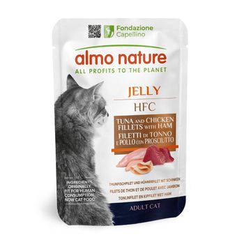 Almo Nature HFC Jelly 24 x 55 g - Pack Ahorro - Atún, pollo y jamón cocido