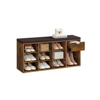 banco para zapatos con compartimentos abiertos marron rustico  marron