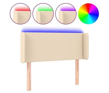 Cabecero con led de tela crema 83x16x78/88 cm