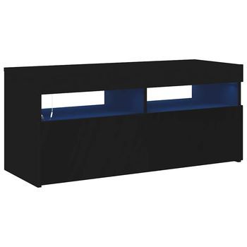 Mueble De Tv Con Luces Led Negro 90x35x40 Cm Vidaxl
