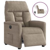 vidaxl sillon reclinable electrico tela de microfibra gris taupe