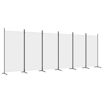 Biombo Divisor De 6 Paneles De Tela Blanco 520x180 Cm Vidaxl