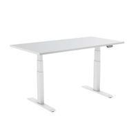 escritorio motorizado sentadode pie 120x75cm altura 62-128cm tablero blanco  base blan