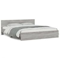 estructura de cama con cabecero gris sonoma 180x200 cm vidaxl