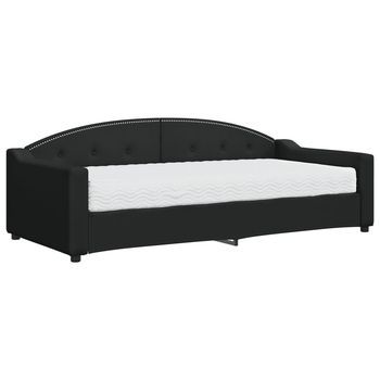 Sofá Cama | Cama Para Adultos Con Colchón Tela Negro 90x200 Cm