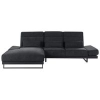 sofa esquinero tapiceria de poliester patas de acero reposabrazos y respaldo ajustables muebles de salon negro derecho ikast