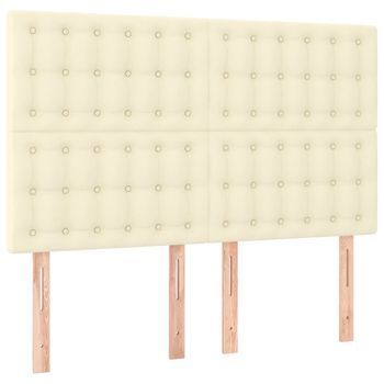 Cabecero，panel De Cabecero De Cama Color Crema 144x5x118/128 Cm Piel Sintética
