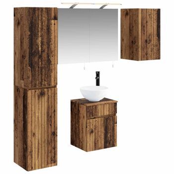 Juego De Muebles De Baño 5 Pcs Madera Envejecida Vidaxl