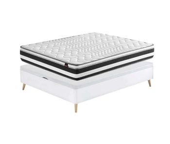 Pack de descanso formado por canapé y colchón de grafeno bio en color blanco con patas