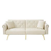 sofa cama 2 plazas terciopelo ajustable urban meuble 173x75x70 cm - beige