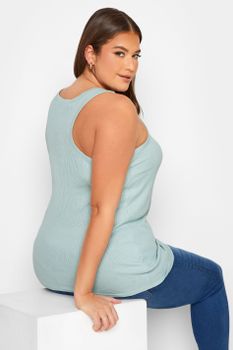 Yours Camiseta Verde Menta Acanalada Sin Mangas, Mujer Curvy Y Tallas Grandes, Yours
