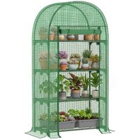 outsunny invernadero de jardin con 4 estantes puerta enrollable y cubierta de pe vivero casero de terraza para cultivo plantas flores   aosom espana