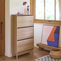 zapatero de madera con 3 cajones estilo escandinavo natural