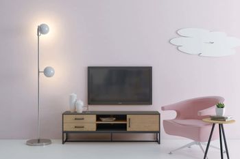 Mueble tv industrial con espacio de almacenamiento