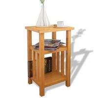 mesa auxiliar  mesita auxiliar  mesa de cafe con estante de madera de roble maciza 27x35x55cm