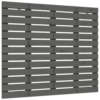 Cabecero De Cama De Pared | Panel De Cabecera Madera Maciza Pino Gris 81x3x91,5