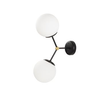 Lámpara De Pared Damar-6342 Blanco Negro Metal Vidrio 28x15x44 Cm