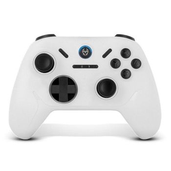Gamepad Krom Kadoer Bluetooth v5.0 Vibracion Dual Turbo PC Switch Android iOS Blanco