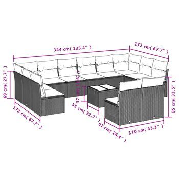 Conjunto De Sofá Exterior (con Cojines, Combinación De 13 Piezas)