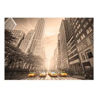 papel pintado 3d - new york taxi - sepia 150x105 cm