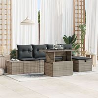 juego de sofa de jardin de 6 piezas con ratan versatil gris v0697 unico  gris