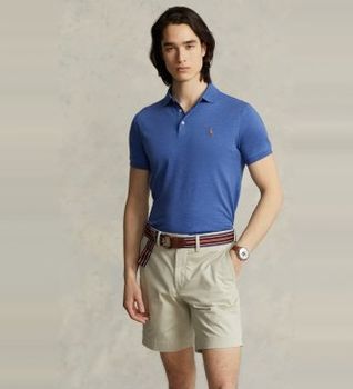 Polo Ralph Lauren para hombre. 710713130008 Polo Custom Slim Fit de algodón suave azul (M), Casual, Manga corta