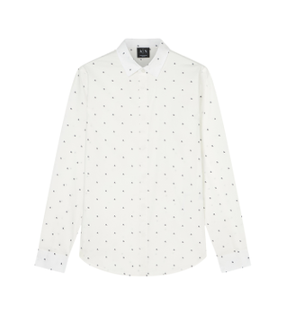A|X Armani Exchange para hombre. XM000625AF13184F0198 Camisa Monogram AX Cross Logo blanco (XL), Casual, Algodón, Manga larga