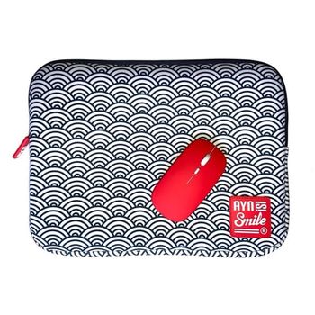 Bundle Funda Sleeve para Port til de 13 y 14 pulgadas Smile Kimono de Neopreno estampado Japon s Seigaiha