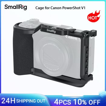 Jaula SmallRig para PowerShot V1 para Canon PowerShot V1, negra con mango de silicona Placa de liberación rápida Arca-Swiss incorporada - 5807