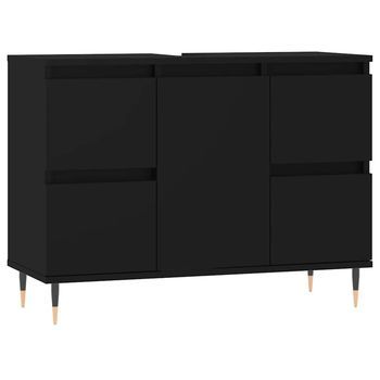 Mueble De Baño Madera De Ingeniería Negro 80x33x60 Cm Vidaxl