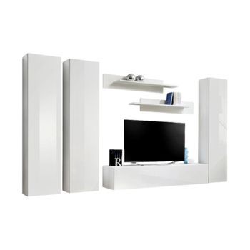 Mueble Para Tv Fly C1 Diseño, Color Blanco Brillante. Mueble Colgante Moderno Y De Moda Para Su Sala De Estar.