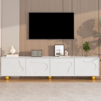 Sweiko Mueble Para Tv 180x40x45 Cm, Diseño De Dibujos Animados Con Nubes, 2 Armarios, 5 Patas Estables, Carga De 60 Kg, Apto Para 75 Pulgadas