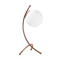 lampara de mesa cobre estructura metalica y 1 esfera de cristal