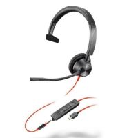auriculares hp poly blackwire 3315 con cable usb-ca y jack 35 mm cancelacion de ruido microfono negro
