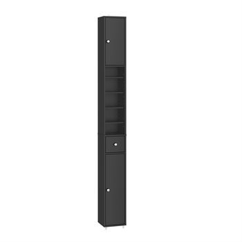 Sobuy Columna De Baño Estrecha Impermeable Con Estantes Ajustables Y Cajón Negro
