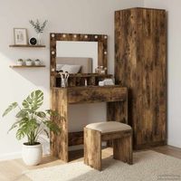 mesa tocador roble ahumado 755 x 41 x 135 cm vidaxl