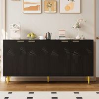 aparador - mueble para salon - mdf y tablero de particulas - negro 160x40x80cm