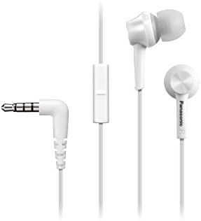 Panasonic PanasonicRP-TCM115E-W Auriculares Internos de Tipo Canal, Graves Potentes, Micrófono en Línea, Compatibles con Smartphone, Cable de 1,2 m, Blanco
