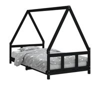 vidaxl estructura de cama para ninos madera de pino negro 90x190 cm