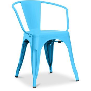 Silla De Comedor Con Reposabrazos -  Diseño Industrial - Acero - New Edition- Stylix Turqu