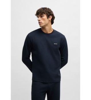 BOSS para hombre. 50535870 Camiseta Waffle marino (S), Homewear, Algodón, Manga larga