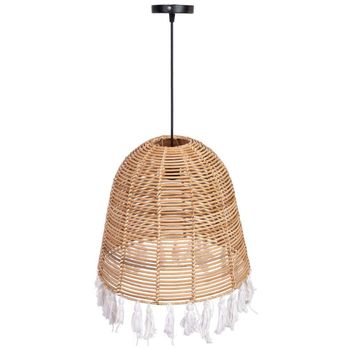 Lámpara techo de ratan y algodón marrón d40x40h cm