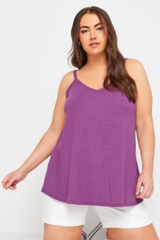 Yours Top Canalé Morado De Tirantes, Mujer Curvy Y Tallas Grandes, Yours
